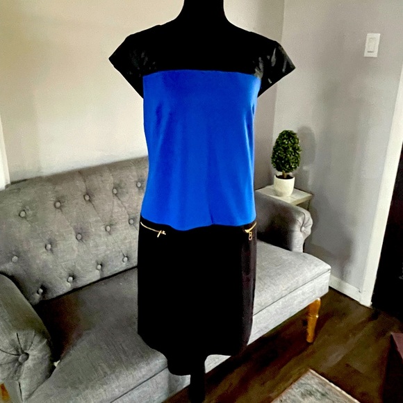 Jones New York Dresses & Skirts - Jones NY unique dress. Faux leather and knit.